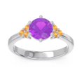 thumbnail image 2 of Bague de Fiançailles Éblouissante pour Elle en Or Blanc Massif 14K avec Améthyste et Citrine Taille Ronde 2,20 Ct Taille 4 par Diamond-Capitals, 2 of 7