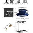 thumbnail image 4 of Ceramic Espresso Coffee Cups Set 4 oz Porcelain Espresso Cups with Saucers Spoons and Metal Stand for Tea Cafe Cappuccino Latte - Set of 6 - Blue, 4 of 6
