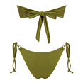 thumbnail image 3 of Women Swimsuits Solid Color Strapless Backless Gathering Separate Bikini Green Bathing Suits for Women M, 3 of 3