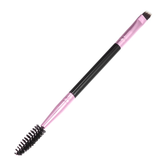 Unique Bargains 1pcs Soft Double Sided Eyebrow Brush Angled Eye Brow Brush Eyelash Extension Brush Pink Black