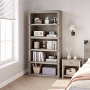 Ourlova 5 Tier Bookcase, Farmhouse Book Shelf with Storage Open Display Bookshelves, 71" Tall Book Case Wooden 5 Shelf Bookcase Home Decor Furniture for Home Office, Living Room, Bed Room - Grey