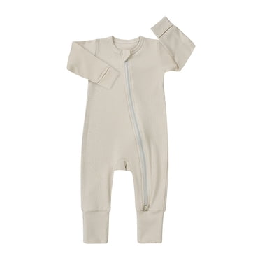TIWEKE Baby Boy Clothes 3-6 Months,Baby Ribbed Pajamas Girls Boys Zipper Long Sleeve Romper Jumpsuit,Size 0-3 Months