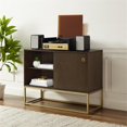 thumbnail image 2 of Crosley Furniture Byron Console Multimédia en Bois MDF et Acier, Brun Foncé/or, 2 of 17