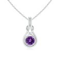 thumbnail image 1 of Angara Collier en Améthyste Naturelle - Pendentif Solitaire en Améthyste Ronde Nœud Infini en Platine pour Femmes, 1 of 8