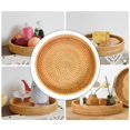 thumbnail image 3 of Round Rattan Serving Tray Organizer Storage Platter Handwoven Candy Plate Serving Basket for Drinks Restaurant Fruit Table Home Decor , Brown, 22cmx3cm, 3 of 7