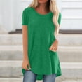 thumbnail image 2 of Haut T-shirt Blouse d'Été pour Femmes Uni à Col Rond, Coupe Ample, Manches Courtes, 2 of 5