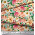 thumbnail image 3 of Soimoi Green Viscose Chiffon Fabric Anemone & Roses Floral Decor Fabric Printed Yard 42 Inch Wide, 3 of 3