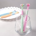 thumbnail image 4 of Transemion Triple Sided Toothbrush Soft And Gentle Protection Plastic Three Head Toothbrush For Cleaning A22 Peach Pink Child 1Set, 4 of 6