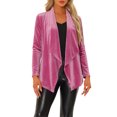 thumbnail image 1 of INSPIRE CHIC Cardigan en Velours Extensible pour Femme à Col Châle, Ouvert à l'Avant, avec Poches, m Rose, 1 of 5