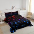 thumbnail image 3 of Erosebridal Ensembles de Couettes à Triangles Dégradés Format Double, Couettes et Duvets Rouges et Bleus, Déco de Chambre Géométrie, 3 Pcs, 3 of 7