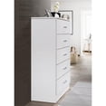 thumbnail image 3 of Hodedah Commode Contemporaine en Bois à Cinq Tiroirs, Fini Blanc, 3 of 5
