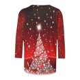 thumbnail image 5 of Chemises pour Femmes Femmes Décontracté Imprimé Noël Ample Manches Trois Quarts Col Rond Hauts Blouses en Liquidation, 5 of 5