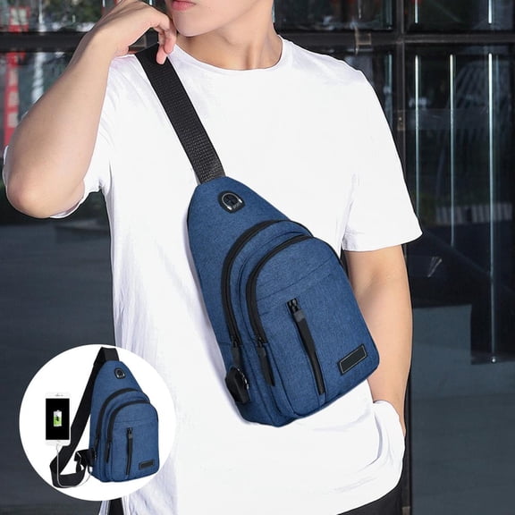 Feltree Sac de Poitrine pour Hommes avec Chargement Usb - Sac Bandoulière Léger en Polyester pour la Randonnée, les Déplacements et les Voyages