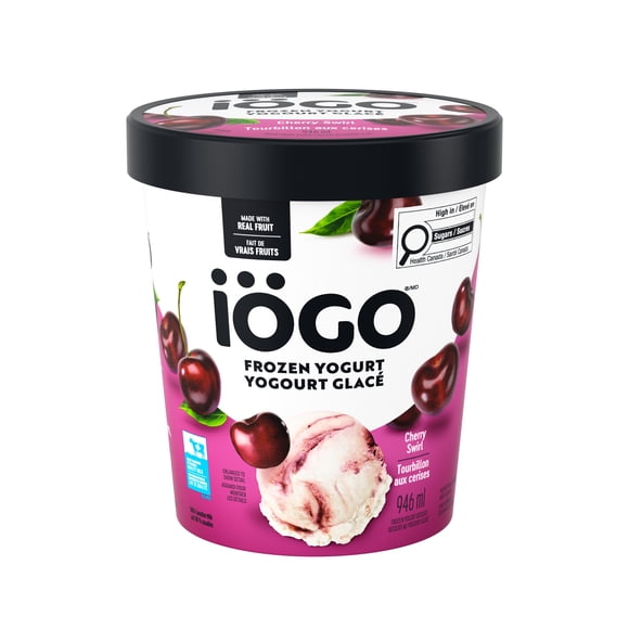 IÖGO Yogourt glacé Tourbillon cerises, vanille, fruits, vrais produits laitiers 946 ml
