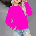 thumbnail image 2 of RXIRUCGD Chandail en Molleton Décontracté pour Petites et Grandes Filles, Couleur Unie, Col Rond, Manches Longues, Tunique Ajustée, Pulls Mode Automne, Chandail en Molleton Rose Vif pour Filles Taille 1-2 Ans, 2 of 7