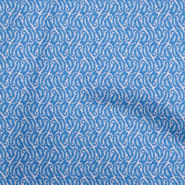 oneOone Velvet Medium Blue Fabric Asian Block Sewing Material Print Fabric By The Yard 58 Inch Wide