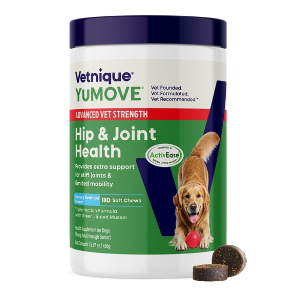 YuMOVE Advanced Vet Strength Hip & Joint Supplement for Dogs with Glucosamine, Hyaluronic Acid, ActivEase Green Lipped Mussel & Omega 3 Joint Supplem