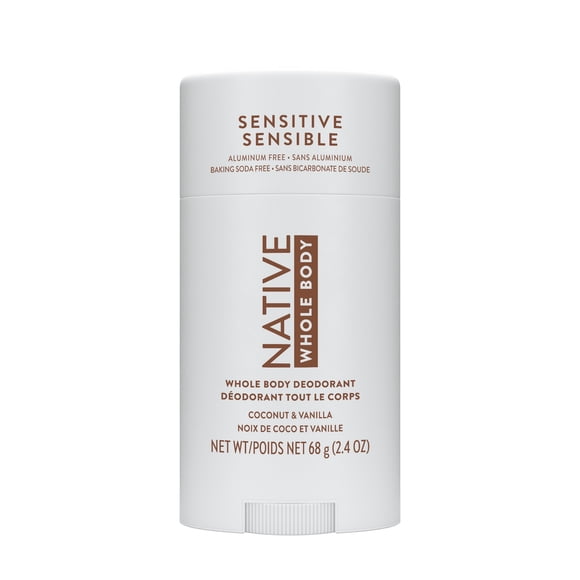 Déodorant Native Tout le corps pour femmes, déodorant en bâton sans aluminium, Noix de coco et vanille, 68 g