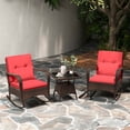 thumbnail image 4 of Costway 3 PCS Rocking Bistro Set with Removable Cushions & Tempered Glass Top Coffee Table Red, 4 of 10