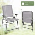 thumbnail image 3 of Costway 2pcs Patio Folding Portable Dining Chairs Metal Frame Armrests Outdoor Grey, 3 of 9
