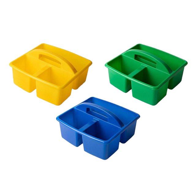 veasfak 3Pieces Desktop Compartment Basket Multi Grid Classification Divider Craft Yellow Blue Green