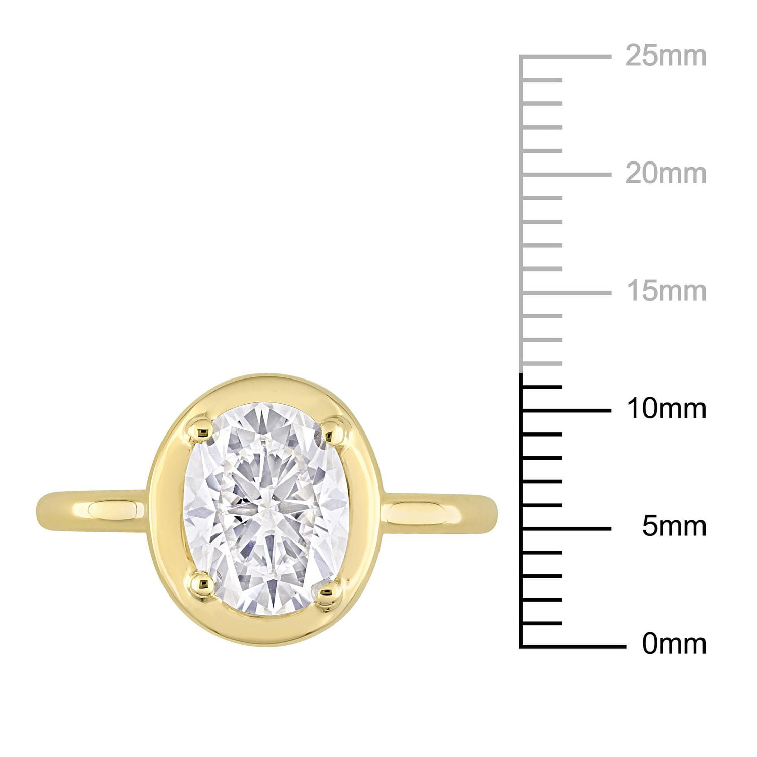 Bague de mariée solitaire ovale Miabella en or jaune 10K avec moissanite 2 carat PPT