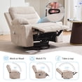 thumbnail image 4 of Fauteuil Inclinable Pivotant Surdimensionné avec Massage et Chaleur, Berceuse à Bascule 360° avec Inclinaison Manuelle, Porte-Gobelets et Poches de Rangement, pour Salon, Chambre de Bébé, Brun Beige Gris, 4 of 8