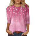 thumbnail image 1 of Hauts d'Été pour Femmes Imprimé Décontracté à Sequins Col Rond Manches Longues T-Shirts pour Femmes Rose Clair L, 1 of 4