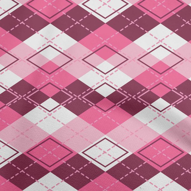 oneOone Cotton Silk Fuschia Pink Fabric Check Sewing Craft Projects Fabric Prints By Yard 42 Inch Wide
