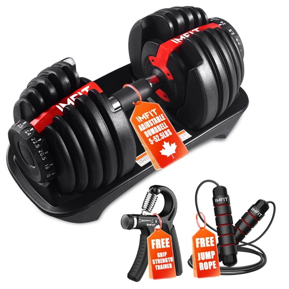 IMFit Haltère de 5 à 52,5 lb (Quantité: 1) avec Renforceur de Prise Gratuit / Équipement d'Entraînement Gain de Place / 15 Réglages de Poids Ajustables / Équipement de Mise en Forme pour gym à Domicile