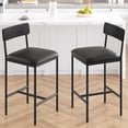 thumbnail image 2 of Bar Stools Set of 2, Kitchen Bar Stools with Footrest, 25.5" Upholstered Bar Chairs with Back, Counter Height Barstools for Counter Bar, Island, Easy Assembly, Rustic Black, 2 of 7