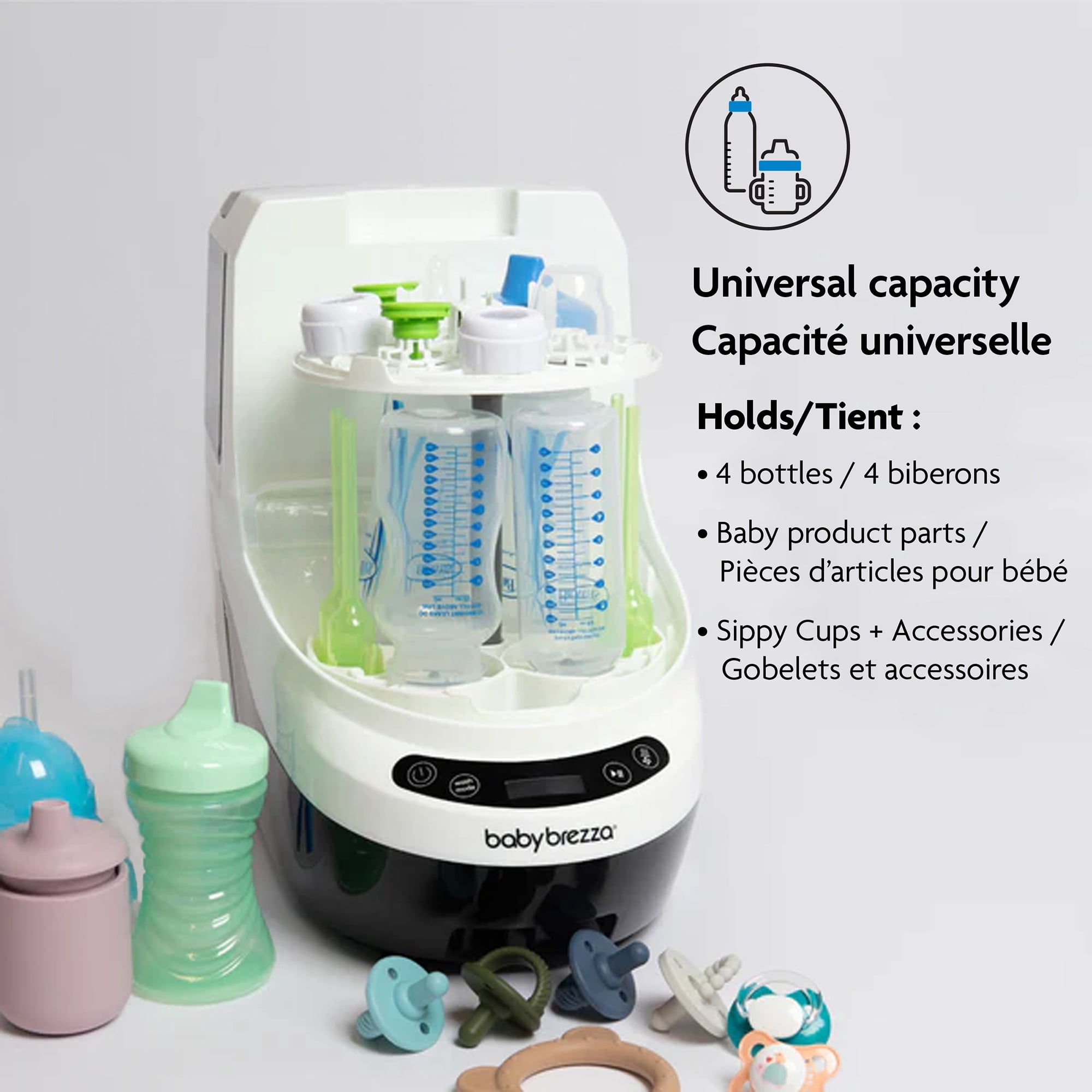 Lave-biberons Baby Brezza Bottler Washer Pro - Nettoyage Prouvé Cliniquement Supérieur - Lave, Stérilise et Sèche en un Seul Appareil, Machine Remplace les Brosses et les Égouttoirs