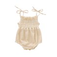 thumbnail image 1 of Kmbangi Infant Summer Cotton Sling Romper Lace Up Stretch Ruched Jumpsuit, 1 of 6