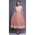 thumbnail image 2 of Bimba Robe Anarkali à Col Mandarin Imprimée Ikat Pêche pour Femmes, Kurta Ethnique Indienne X-Small, 2 of 6