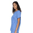 thumbnail image 3 of Landau Women's Essentials Snap Front Scrub Top, Classic Relaxed Fit, V-Neck, 4 Pockets, 3 of 5