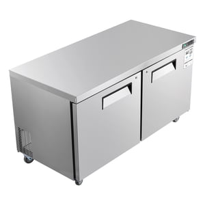 KFFKFF 60" W Congélateur commercial, 14.8 Congelateurs Cu.Ft Worktop Encounter avec LED Éclairage automatique et porte verrouillable, 2 Table de travail pour la préparation de congélation des aliments
