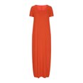 thumbnail image 4 of Annhoo Robes d'Été Grande Taille pour Femmes Col Rond Manches Courtes Robe Maxi Décontractée Ample Couleur Unie Longue Robe, 4 of 5