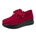 thumbnail image 1 of Chaussures de Course Femme Bout Rond à Lacets à Enfiler Semelle Épaisse Talon Compensé Mocassins Uni, 1 of 8