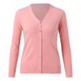 thumbnail image 4 of HBFAGFB Short Cardigan Womens Fashion and Vintage Ribbed Button Down Knitted Sweater Pink Size L, 4 of 5