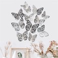 thumbnail image 3 of TIMIFIS Décoration Maison 12 Pcs Autocollant Mural Papillon Creux Texture Métal 3D DecorFall, 3 of 6
