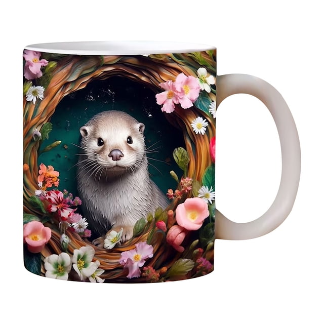 Ceramic Coffee Cup 150 ml Otter Design Microwave Safe Dishwasher Safe Holiday Gift Mug