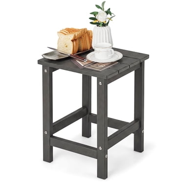 Costway 14" Patio Adirondack Side End Table HDPE Square Weather Resistant Garden Grey