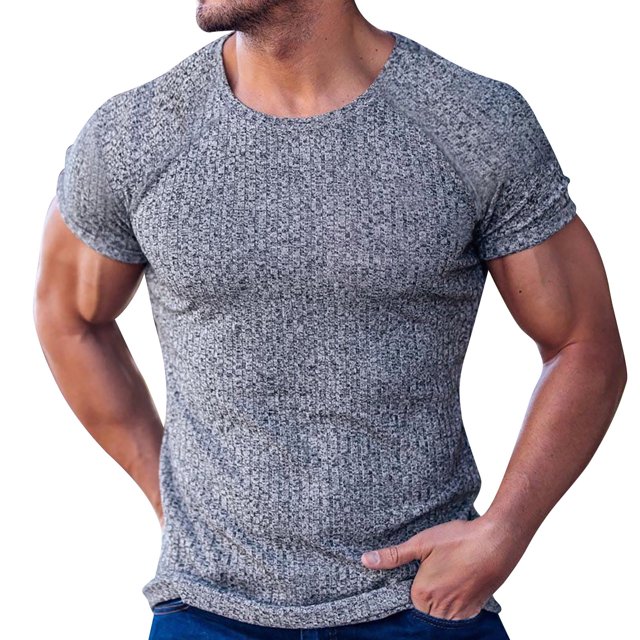 BOBOGOJP Chemises Grandes Tailles pour Hommes Manches Courtes Col Rond T-Shirts (Gris,m)