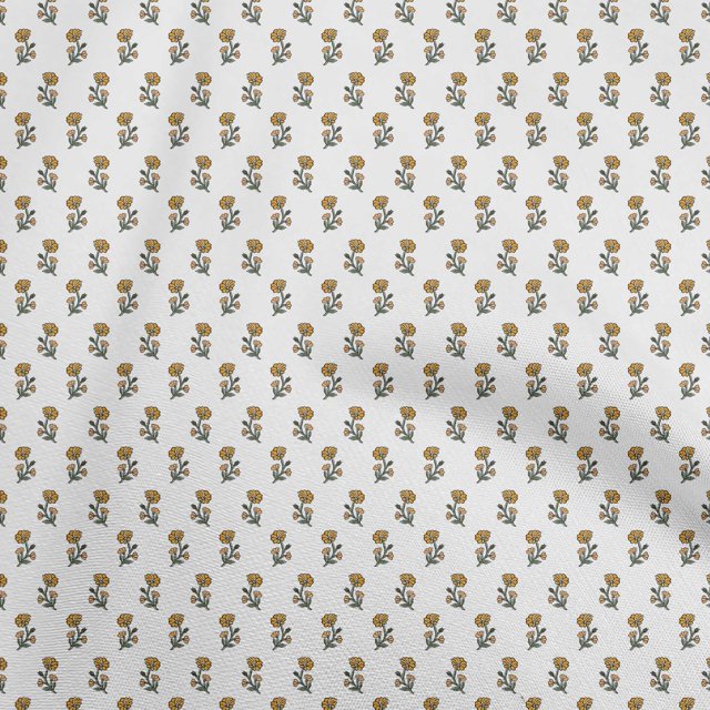 oneOone Georgette Viscose Yellow Fabric Asian Floral Block Sewing Craft Projects Fabric Prints By Yard 42 Inch Wide