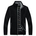 thumbnail image 4 of DPTALR Men's Stand Collar Plush Knitting Sweater Long Sleeve Solid Color Zipper Coat, 4 of 6