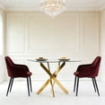 thumbnail image 3 of HMSHA Square Dining Table,Glass Dining Table,Square 90x90x75cm,golden leg,glass table top, 3 of 12