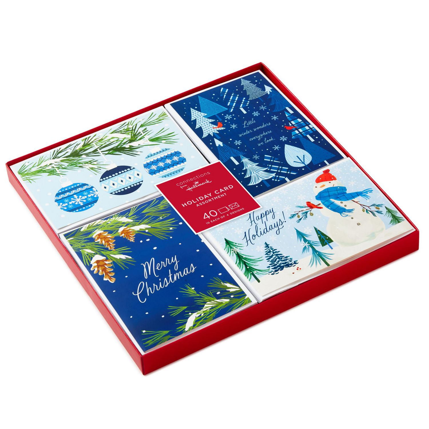 Boîte de 40 cartes de Noël Connections de Hallmark (Assortiment traditionnel dans les tons de bleu)