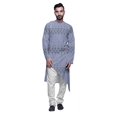 thumbnail image 1 of Atasi Designer Printed Summer Wear Long Kurta With White Pajama Set For Men, 1 of 3