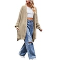 thumbnail image 4 of AherBiu Cardigans pour Femmes, Tricot Côtelé, Mi-Long, Fendu, Automne Hiver, Vêtements pour Femmes, 4 of 6