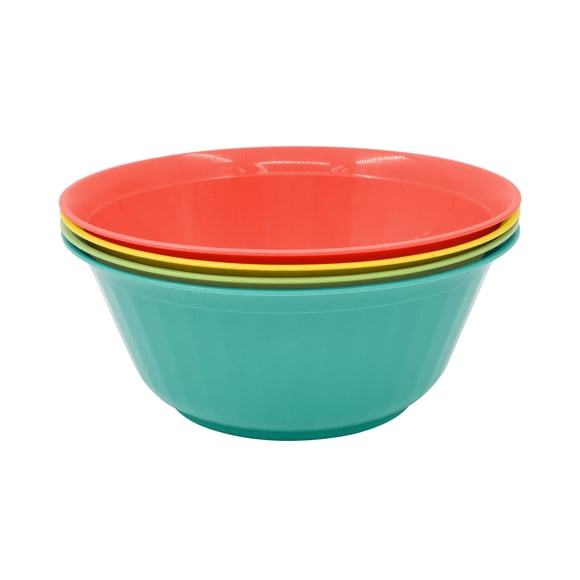 Lot de 4 saladiers Mainstays de 6 pouces en plastique, multicolores, incassables et légers